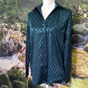 Elegant Teal Checkered Women's Top